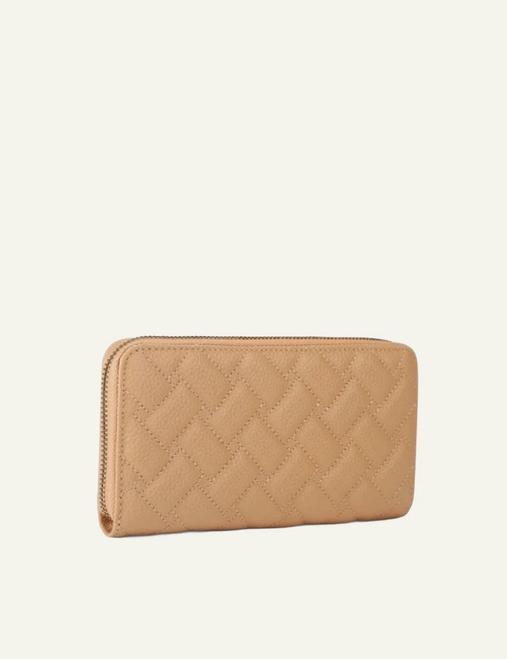 Kurt Geiger zip wallet beige quilted leather eagle logo back