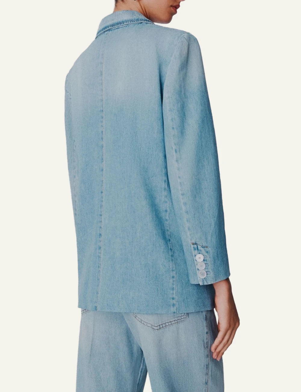 Light Blue Denim Blazer Jacket back