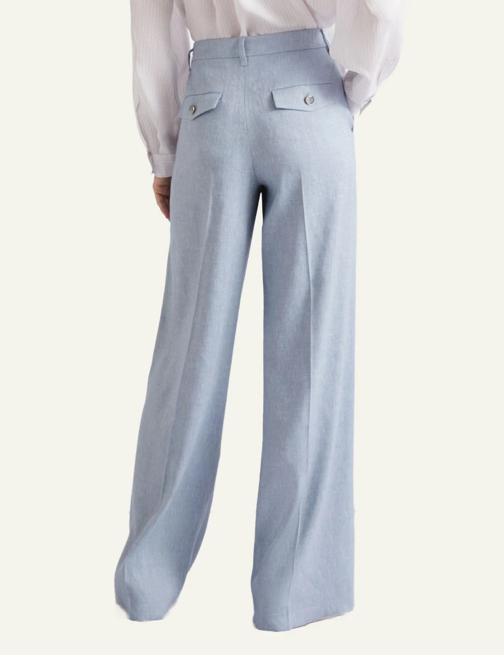 Light Blue Wide Leg Tailored Pants back