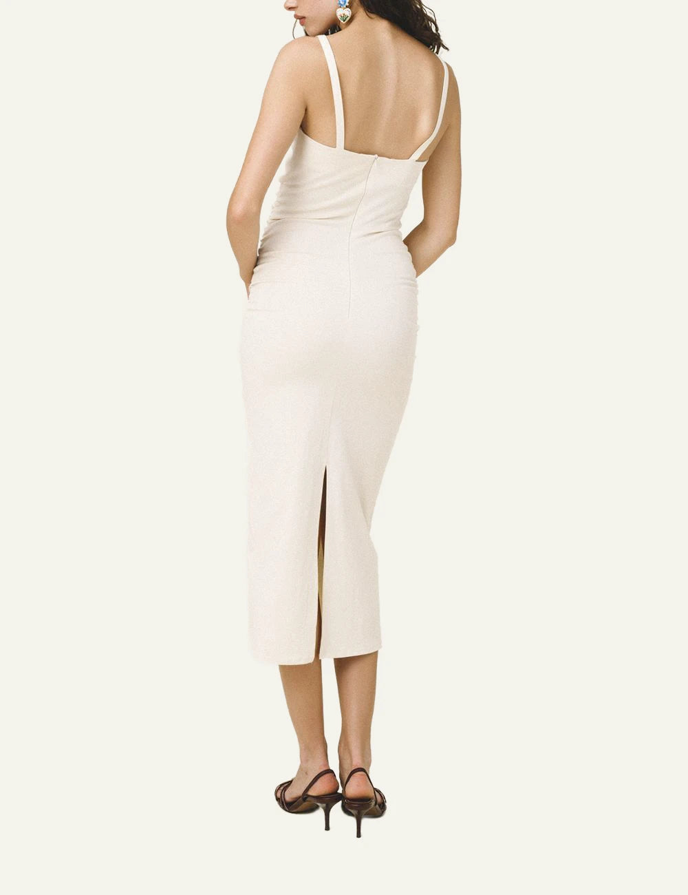 Love Alicia Zephyra cut out midi dress beige back view