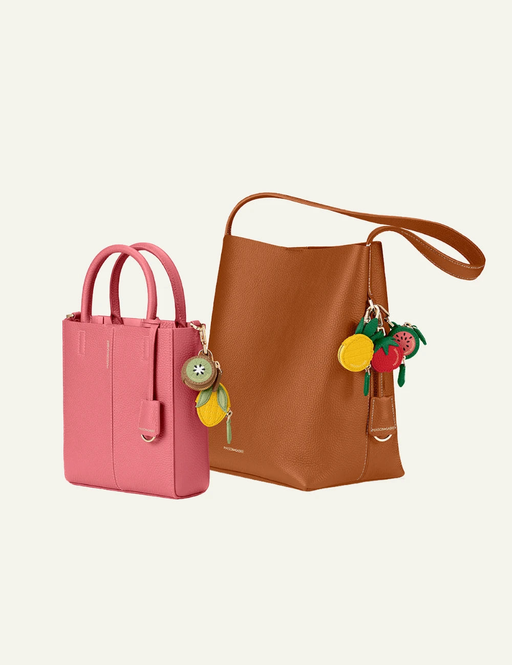 Maison de Sabre fruit charm watermelon leather AirTag case detail front detail view