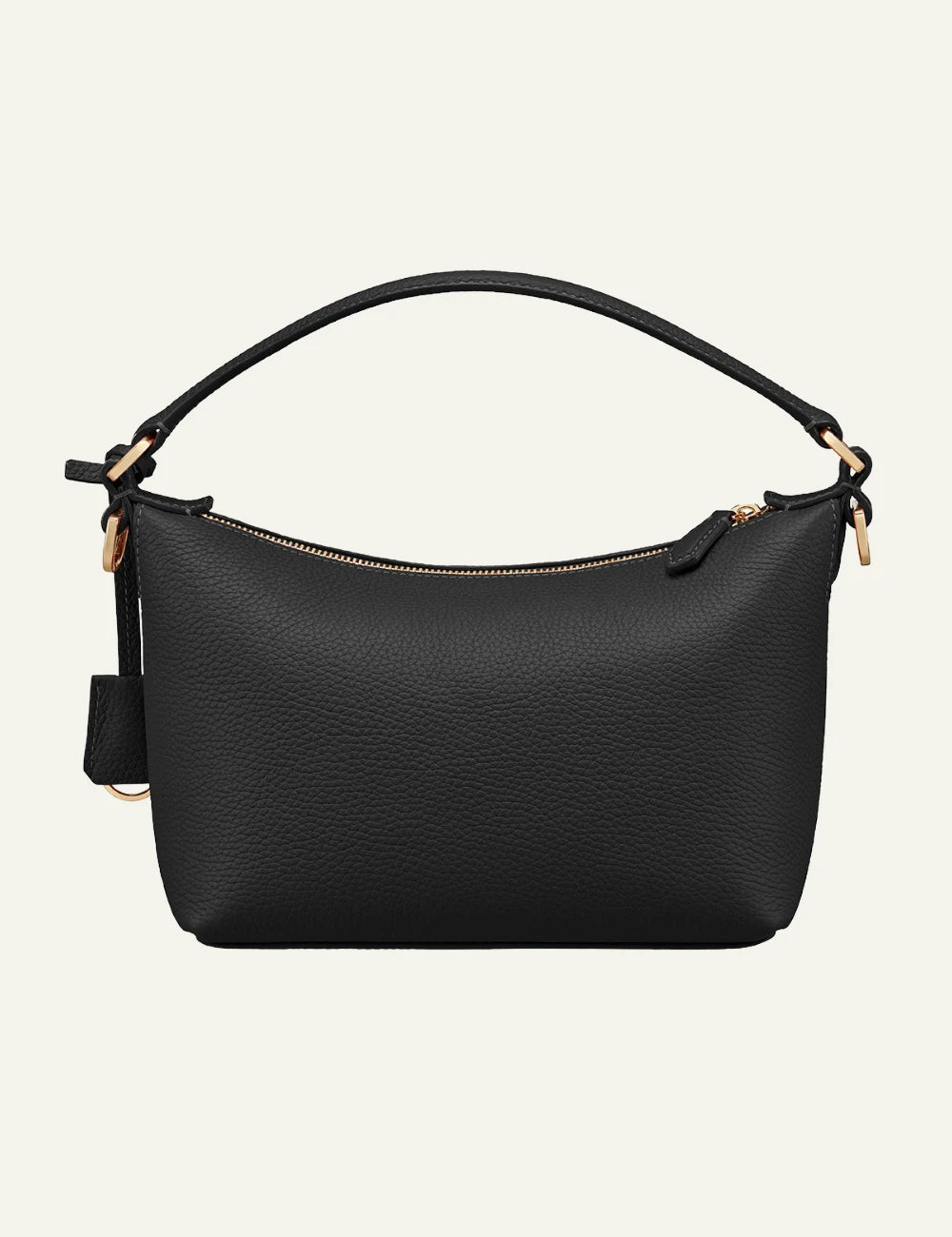 Maison de Sabre shoulder bag black leather curved shape gold hardware back view