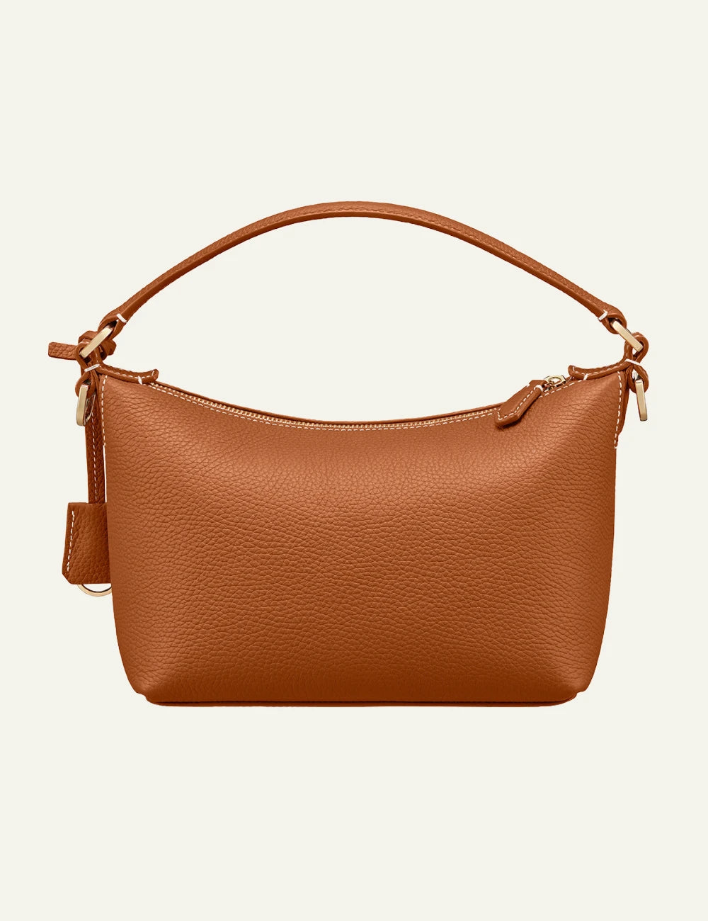 Maison de Sabre shoulder bag pecan leather curved shape top handle back view