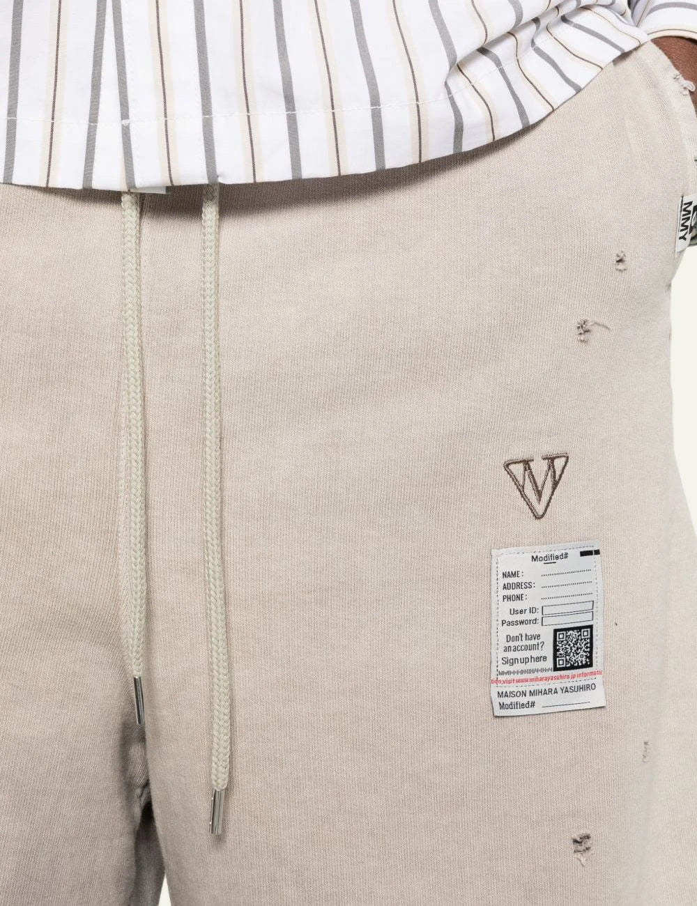 Maison Mihara Yasuhiro Beige Distressed Sweat Shortsdetails