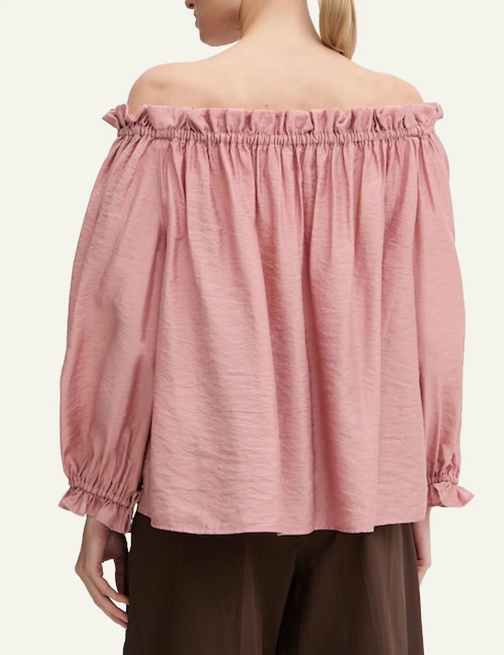 Marella off shoulder blouse pink elastic neckline boho style back view