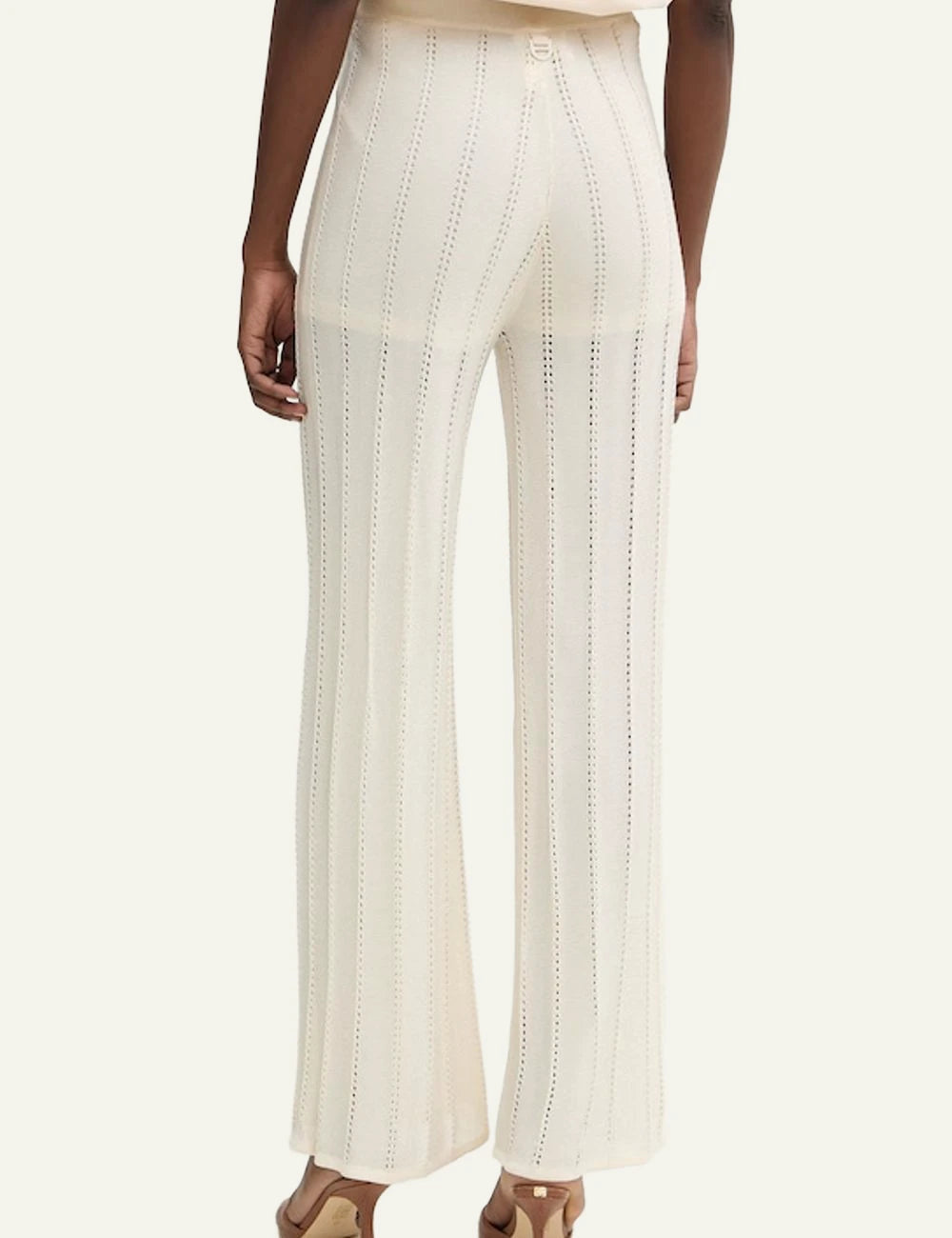 Marella wide leg pants cream knit high waist back model view