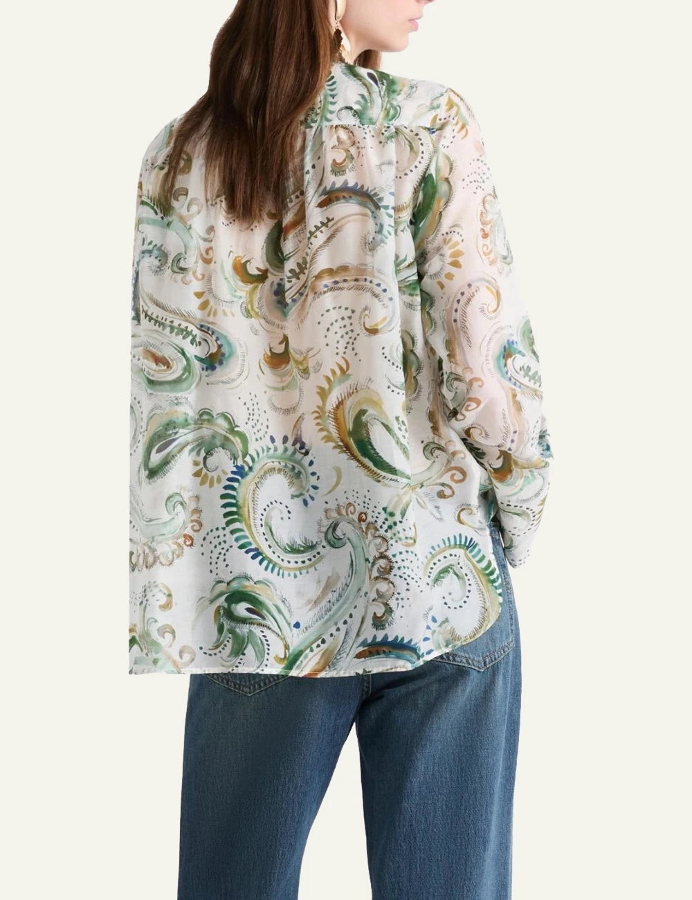 Marella silk voile shirt printed loose fit rounded neck back view
