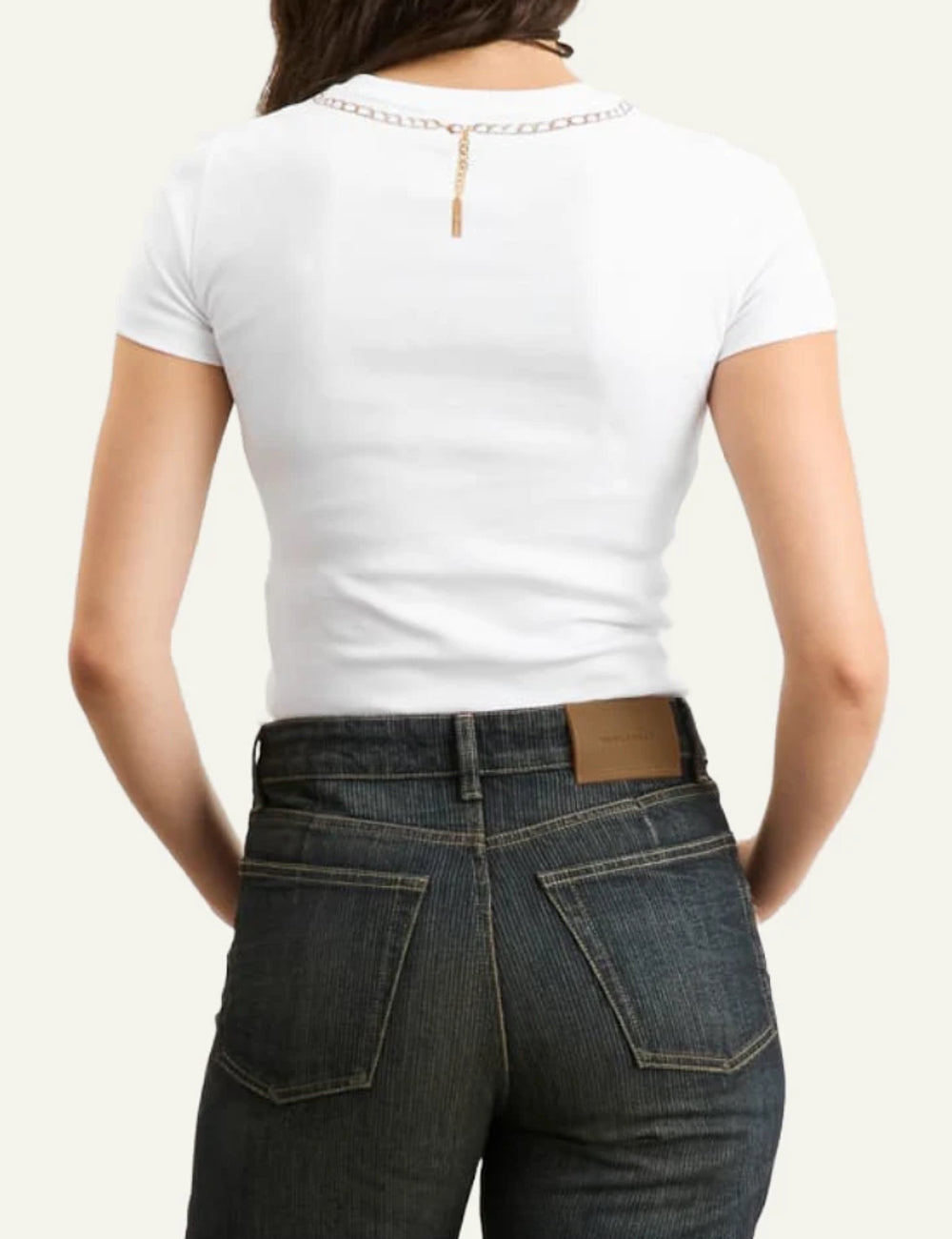 Marine Serre white baby fit t-shirt me necklace print back view