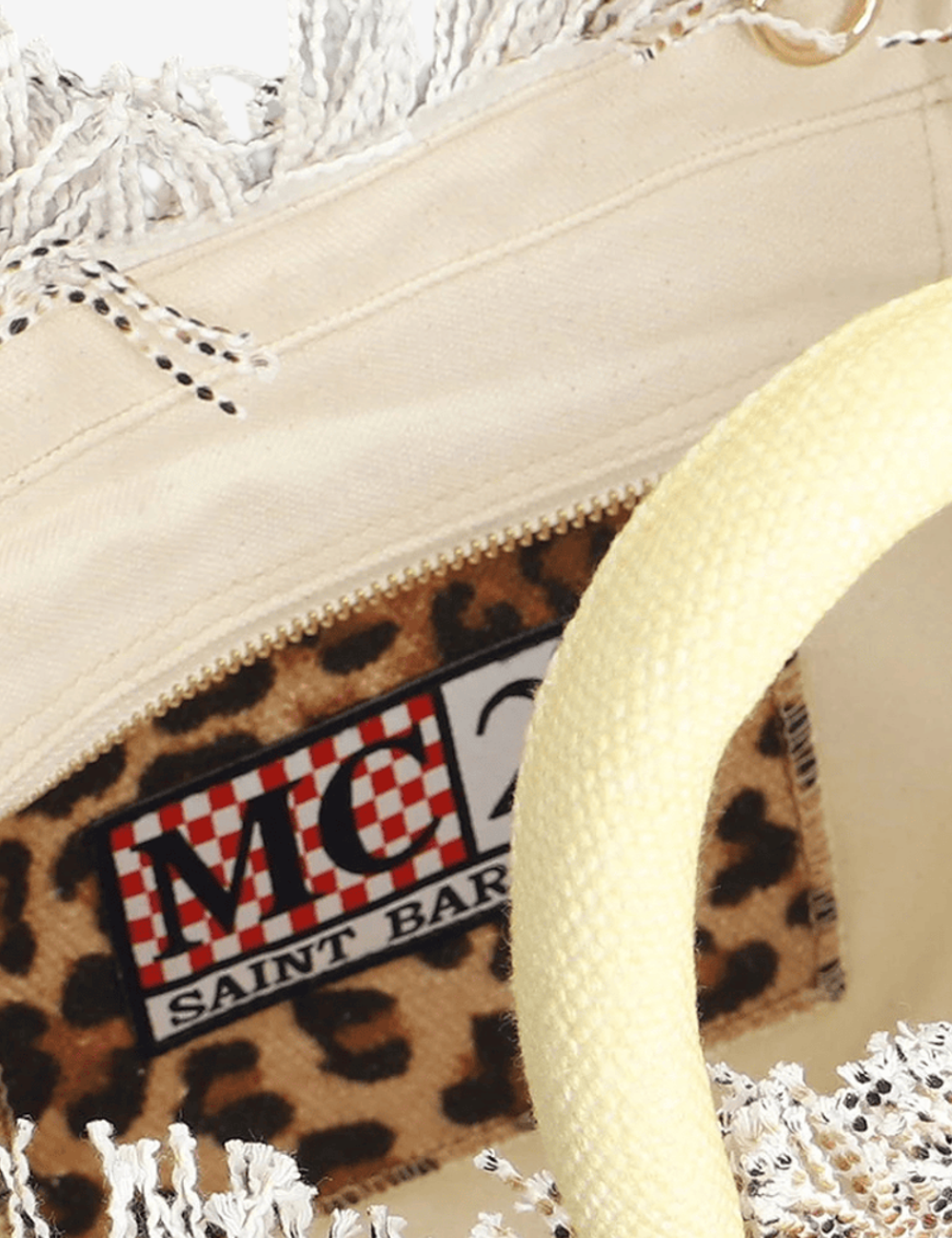 MC2 Saint Barth mini leopard tsanta me krossia kai shoulder strap detail view