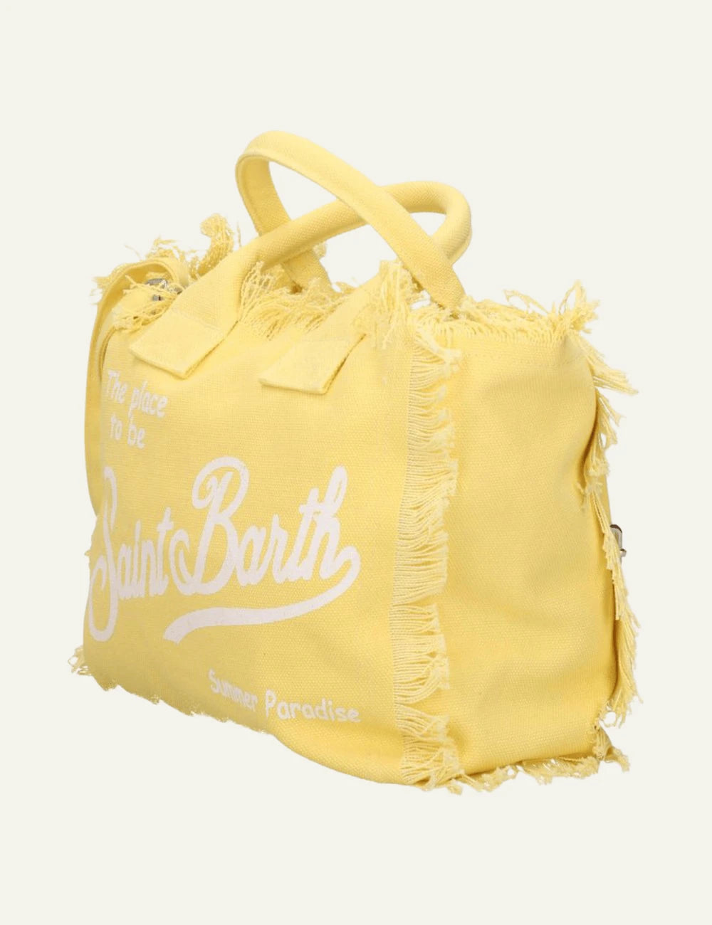 MC2 Saint Barth yellow canvas tote bag with fringe side