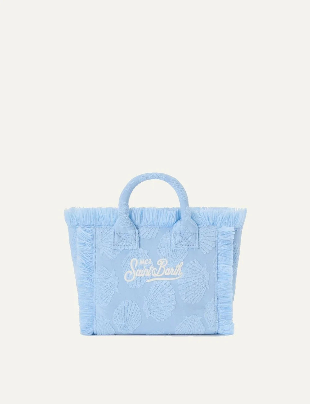 mc2 saint barth vanity mini terry shell bag light blue embroidered logo back view