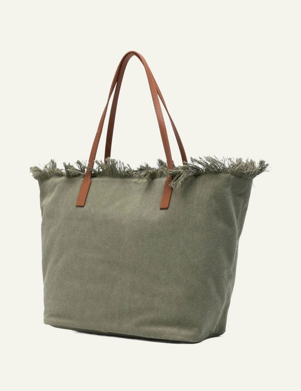 MC2 Saint Barth canvas tote bag green fringe large shoulder bag back view