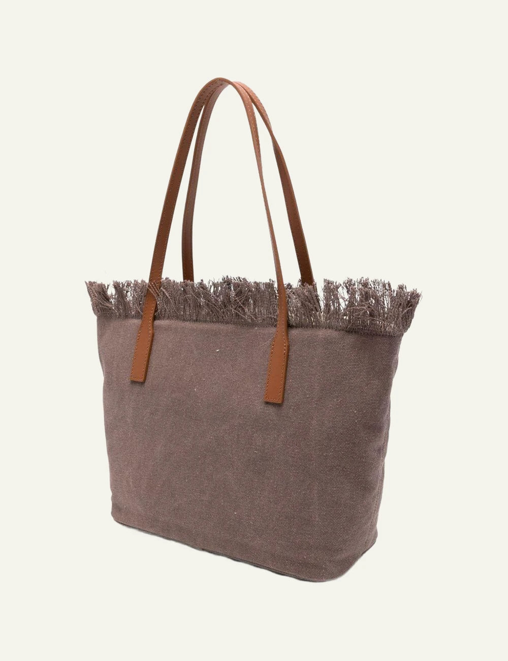 MC2 Saint Barth city bag mid fringe marrone canvas tote shoulder bag back view