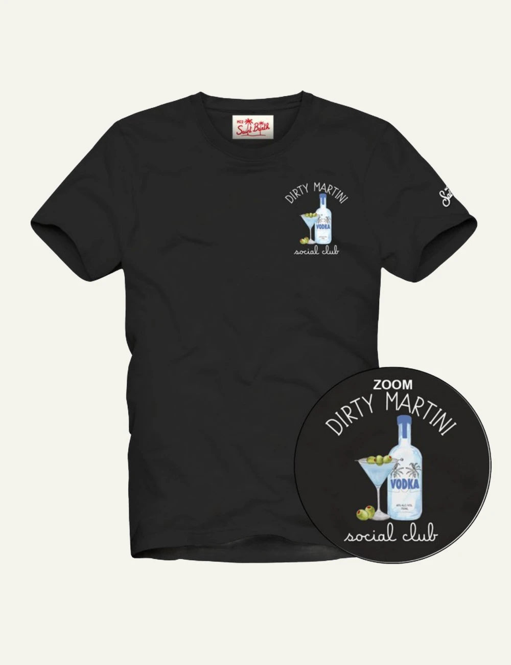 MC2 Saint Barth Dirty Martini t-shirt black print detail front flat view