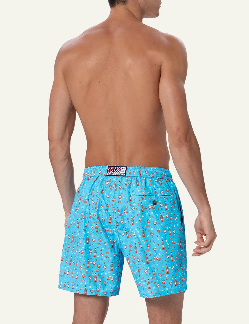 MC2 Saint Barth Lighting Micro swim shorts cocktail print turquoise back