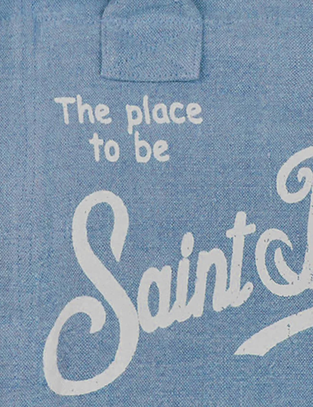 MC2 Saint Barth linen tote bag light blue logo detail