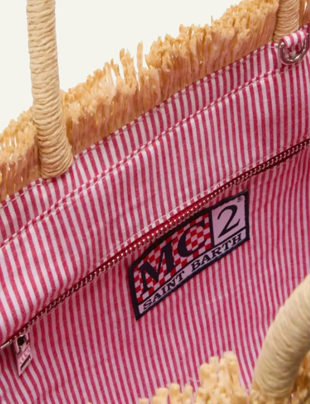mc2 saint barth mini vanity bag straw cherries embroidery logo top view