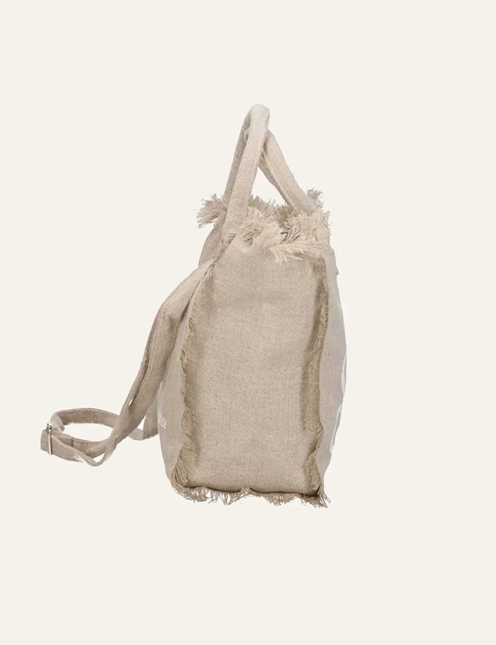 MC2 Saint Barth linen mini tote bag beige logo side