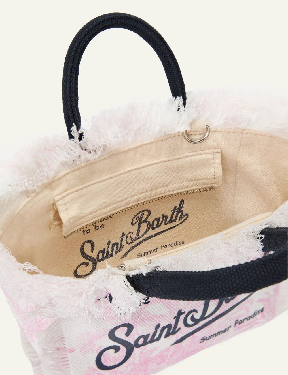 MC2 Saint Barth mini toile de jouy bag pink white front top