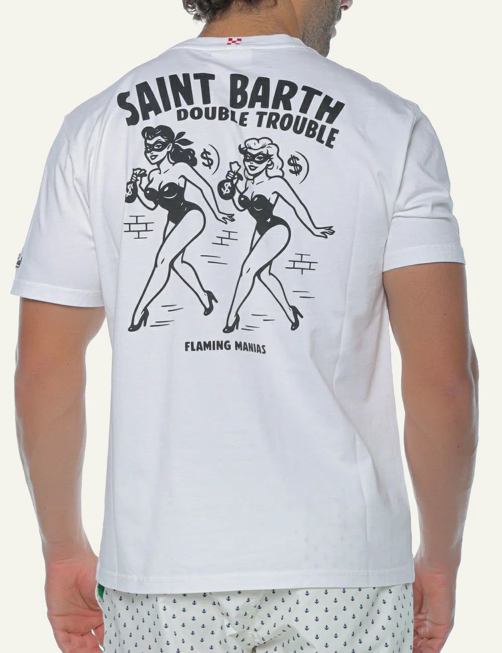 MC2 St Barth t-shirt white saint barth logo chest back model view