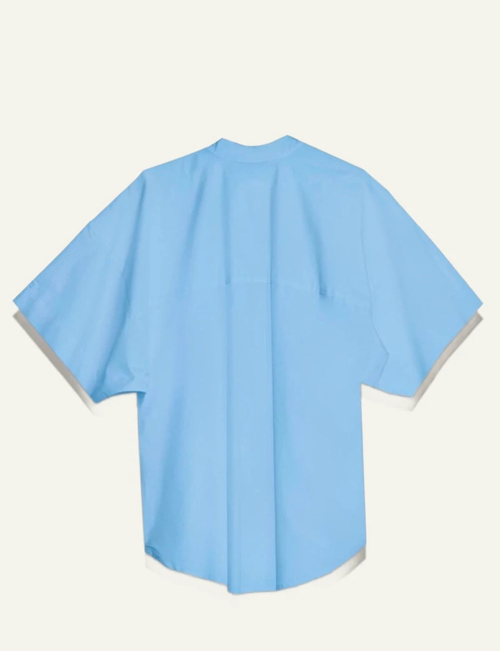 Milla blouse ciel asymmetrical short sleeve loose fit back