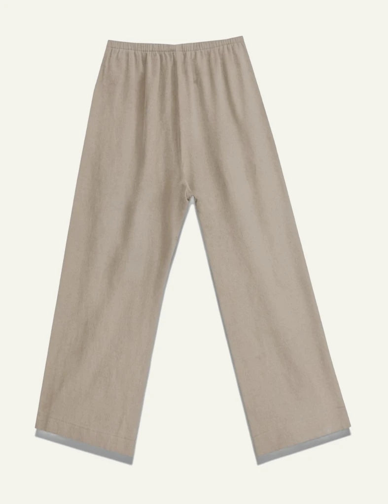 Milla pants beige cropped straight leg elastic waist back