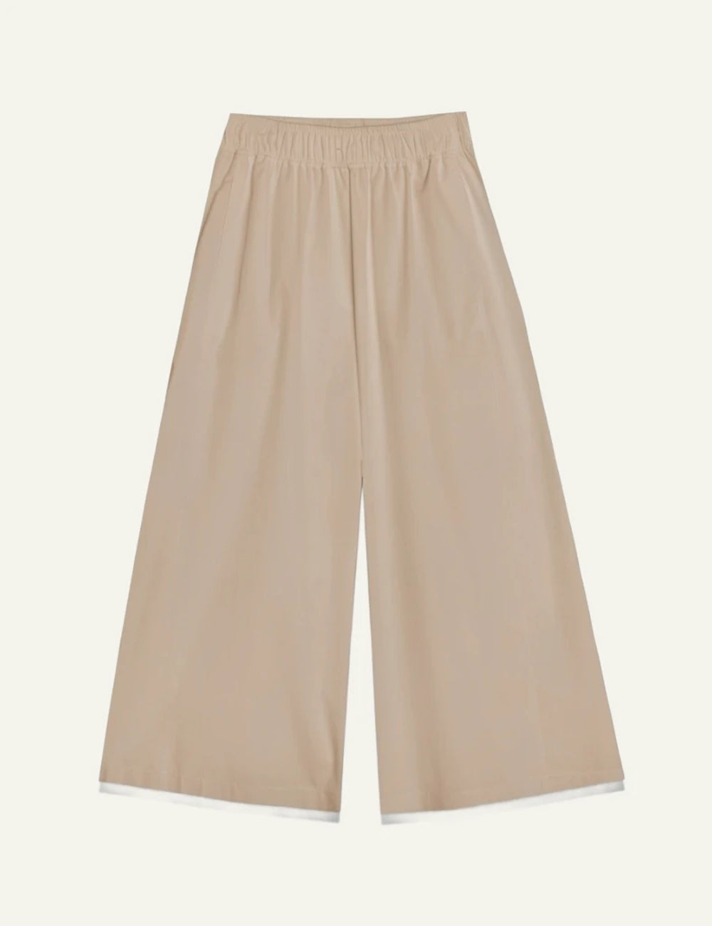 Milla pants khaki wide leg elastic waist front