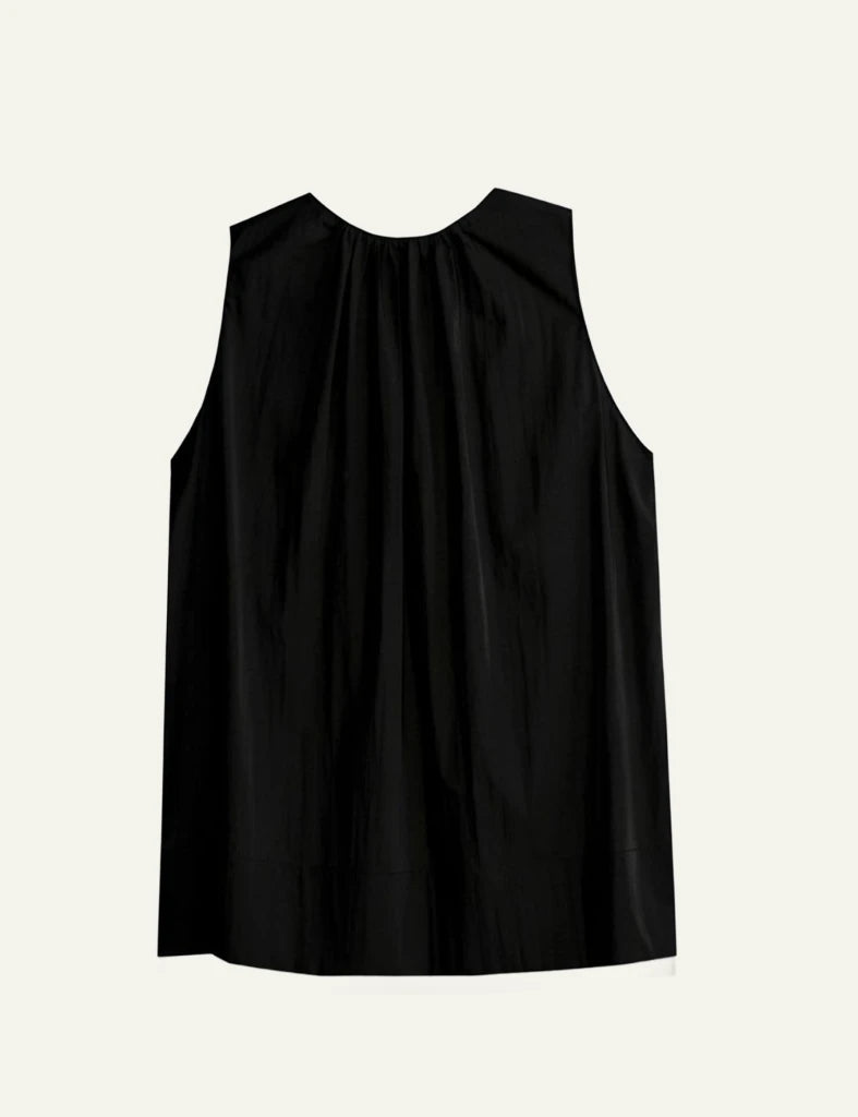 Milla sleeveless shirt black gathered detail loose fit back