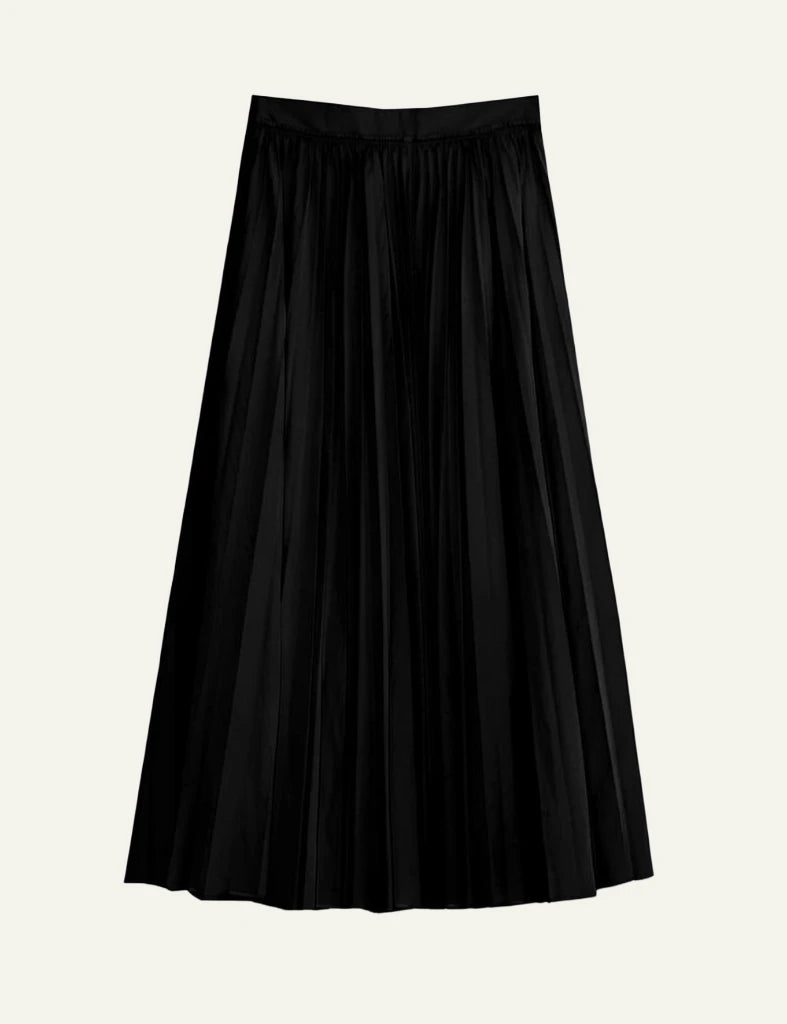 Milla skirt plisse black high waist midi flowy front