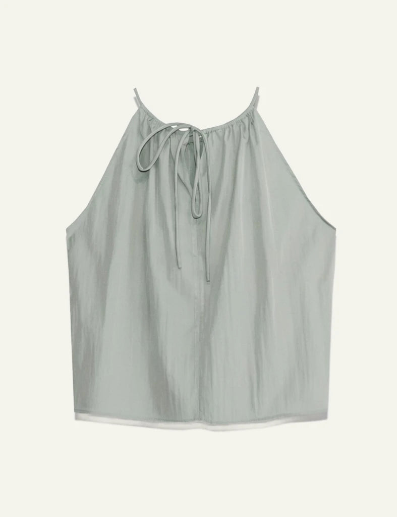 Milla halterneck top light grey gathered neckline loose fit back