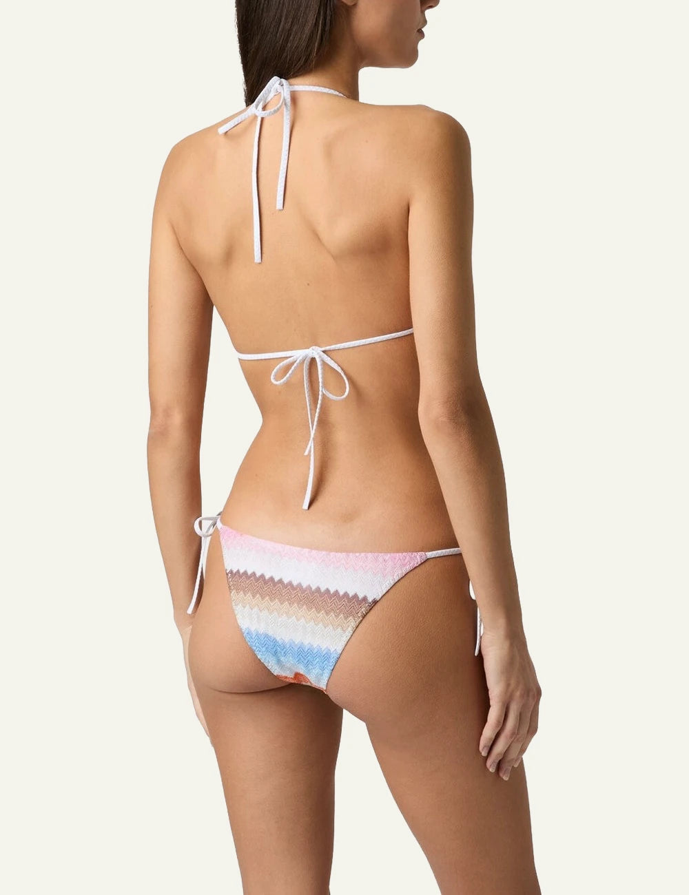 missoni multicolor chevron triangle bikini set tie sides halter neck back view