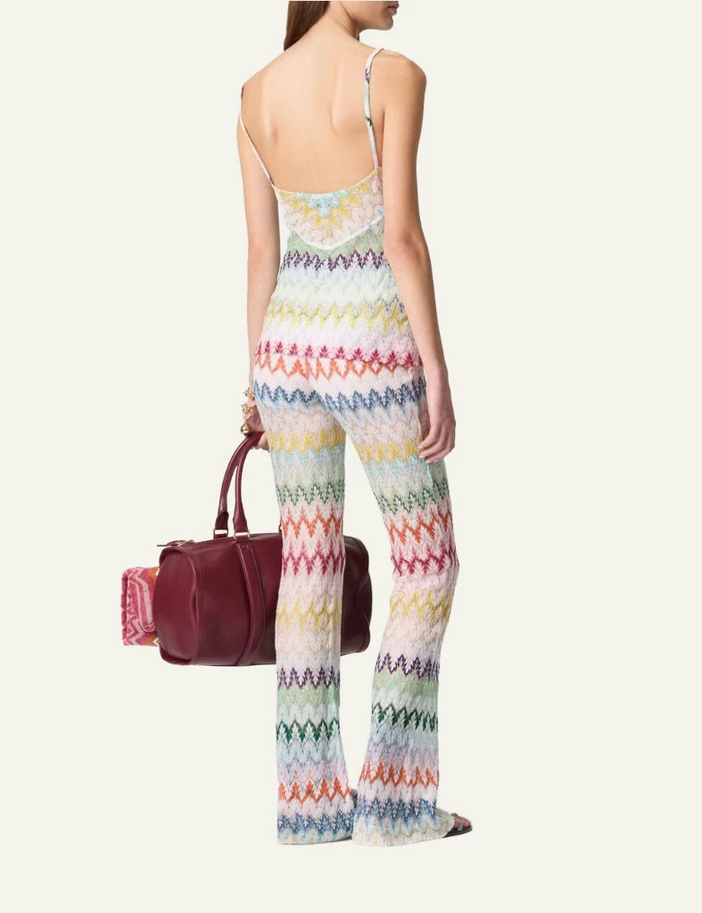 Missoni tank top multicolor zigzag lace straps fitted back view