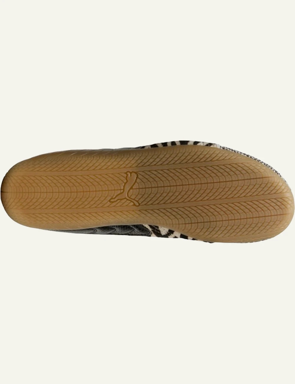 Mixed animal print sneakers with zebra and snake pattern sole view