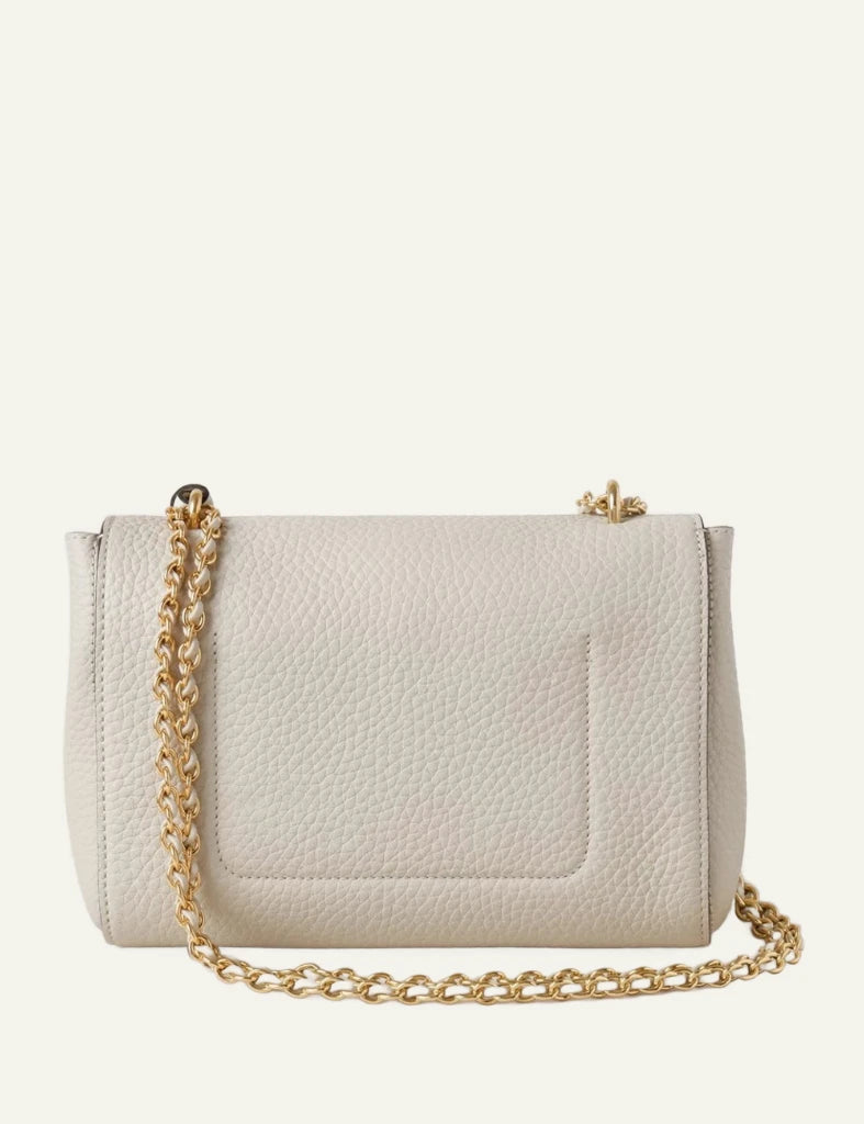 mulberry leather shoulder bag chain strap postmans lock brass back view