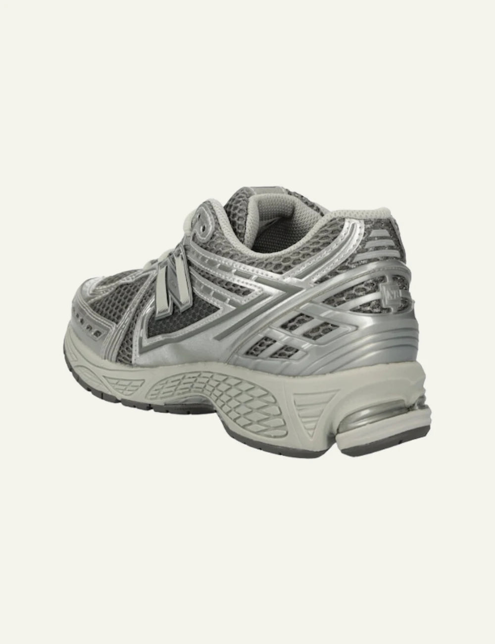 New Balance 1906R silver mesh sneakers back view