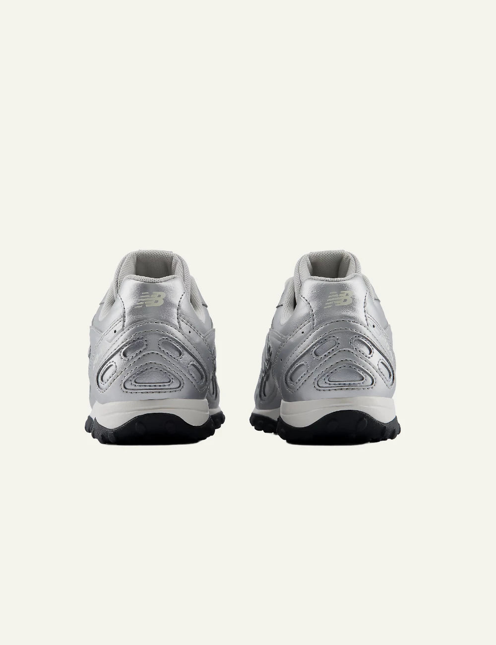 New Balance 204L women's silver metallic low profile sneakers back view