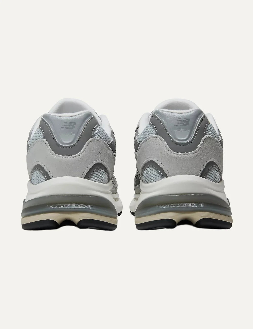 New Balance unisex light grey suede mesh sneakers with ABZORB cushioning back