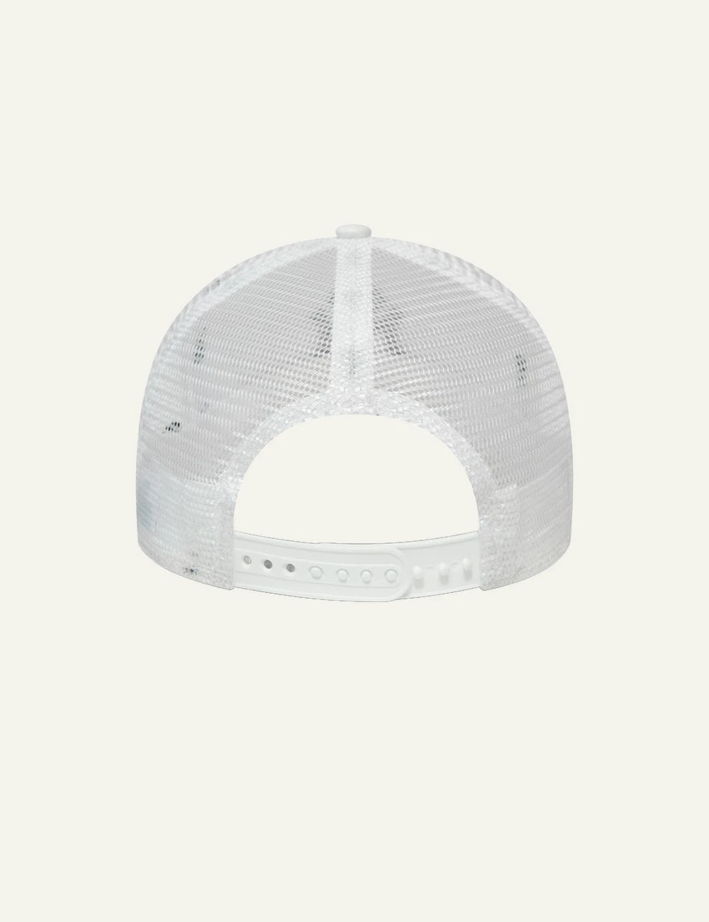 New Era NY Yankees trucker cap white black logo mesh back view