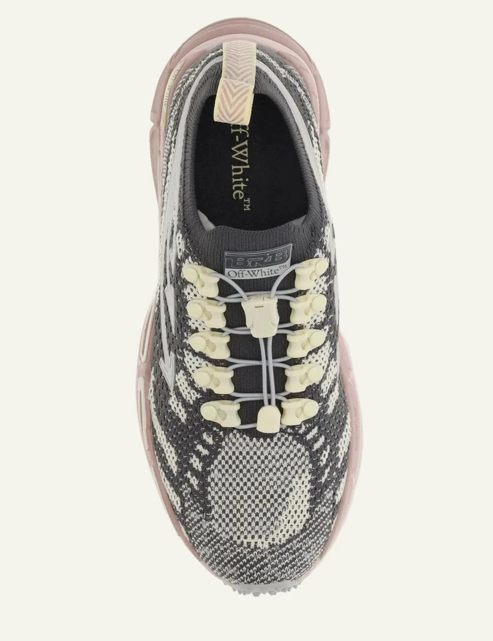 Off-White Be Right Back Knit sneakers grey/pink top view