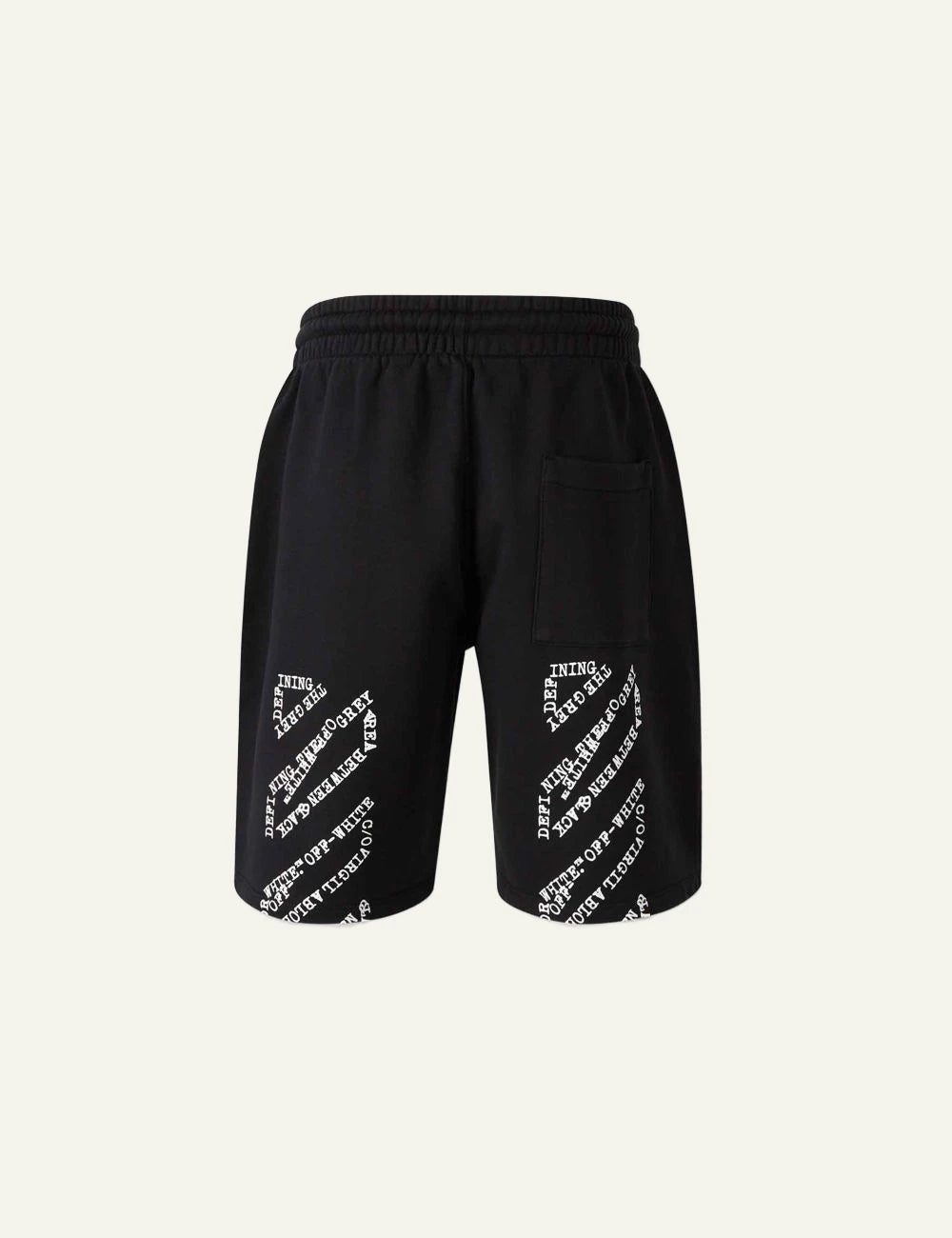 off white bermuda black cotton shorts side logo back view