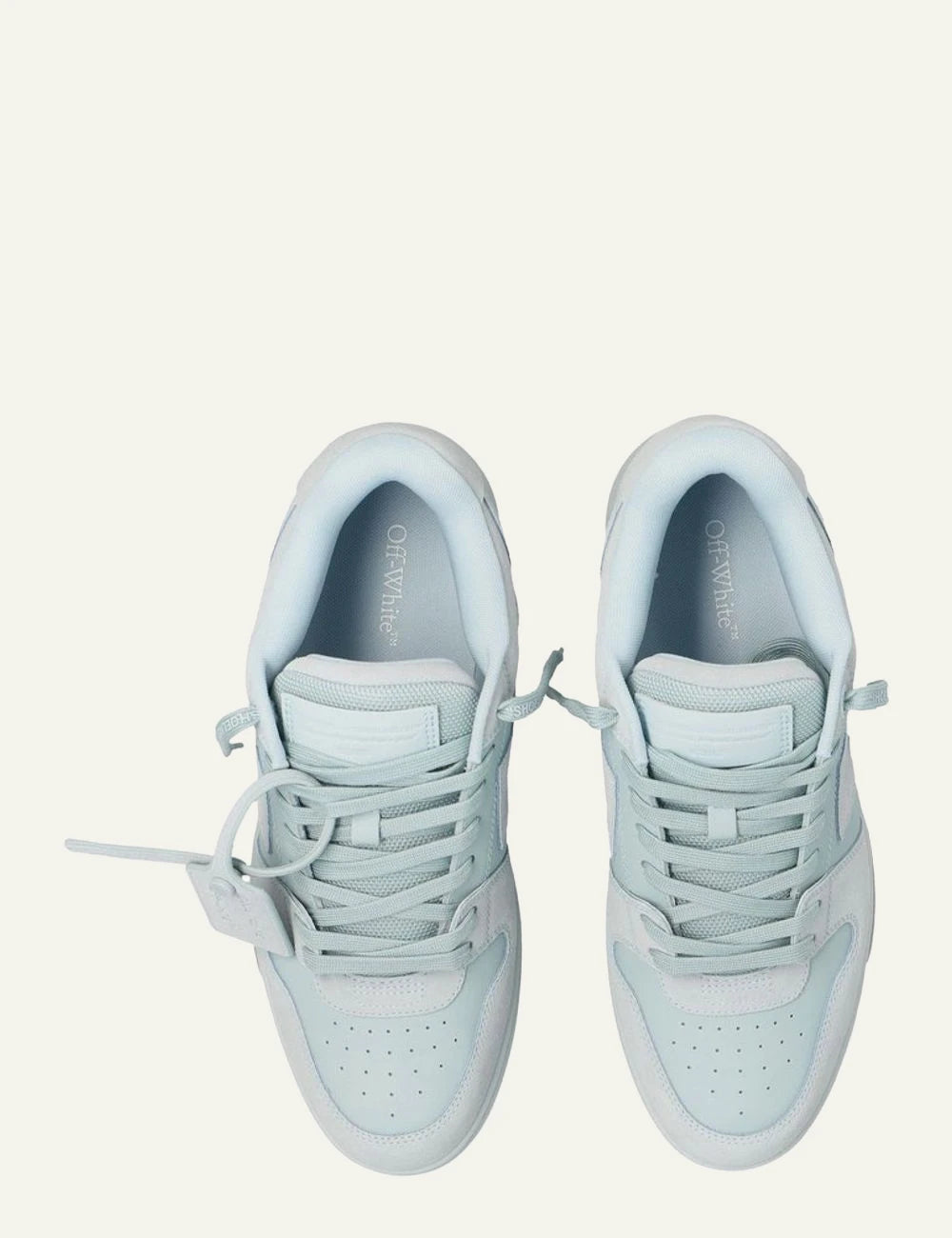 Off-White sneaker low top mint suede leather top view