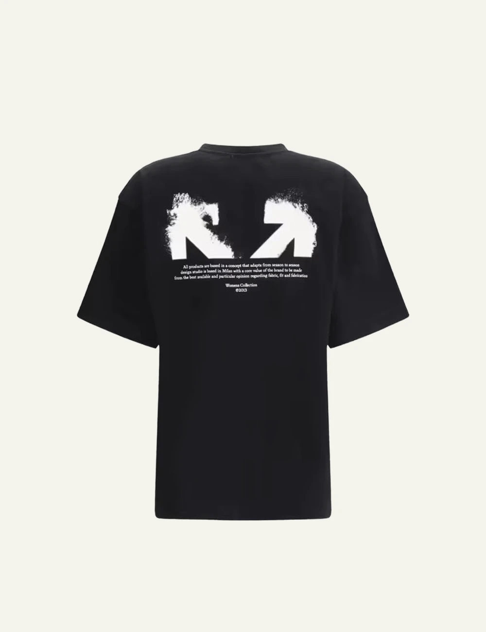 Off-White t-shirt black logo print crewneck back flat view