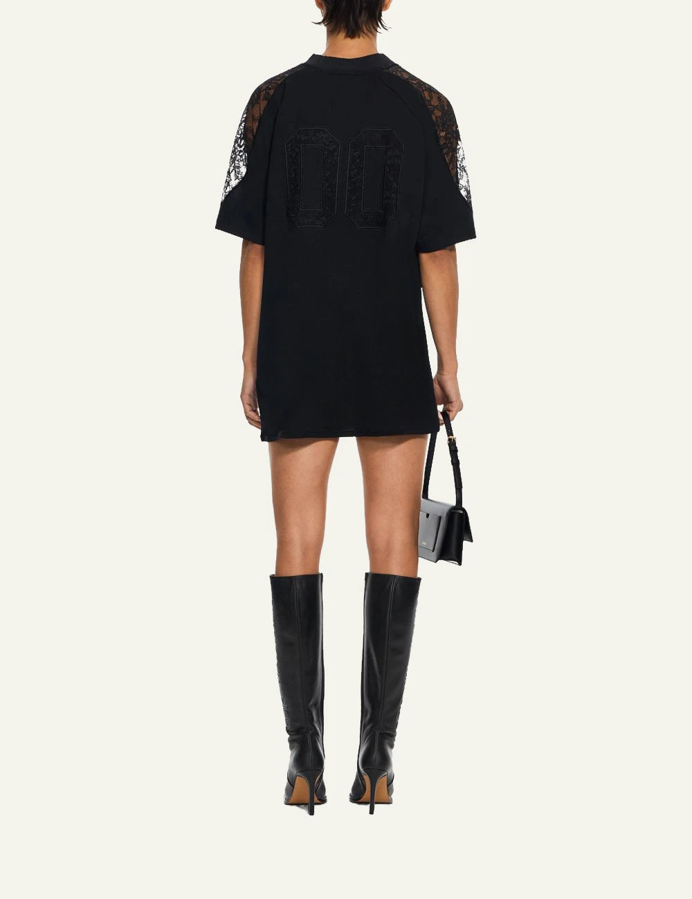 Off-White Women’s Black Mini Dress With Floral Lace Panels back