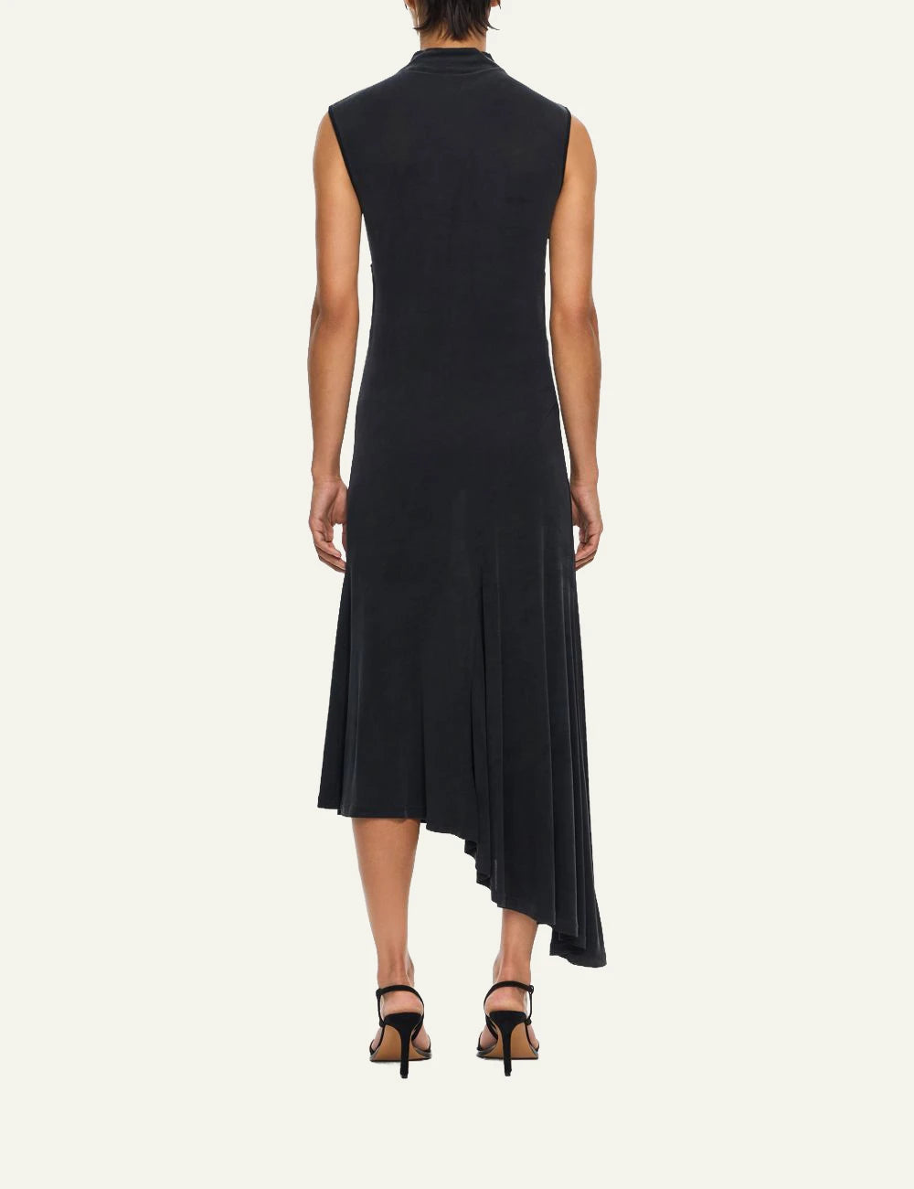 Off-White Women’s Black Modal Ribbed Cut-Out Asymmetric Maxi Dress back