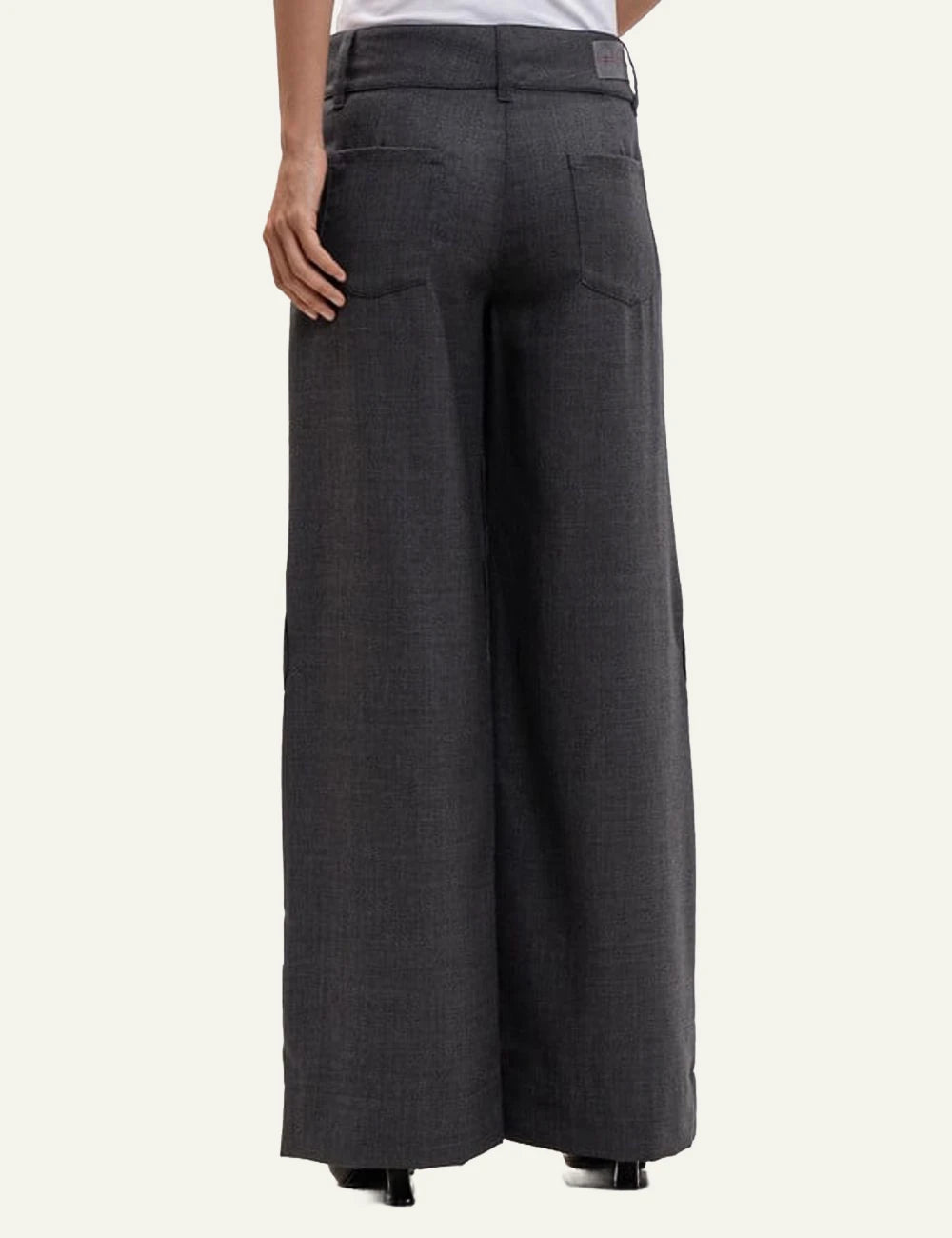 Off-White Women’s Dark Grey Wool High-Waist Wide Leg Pants back