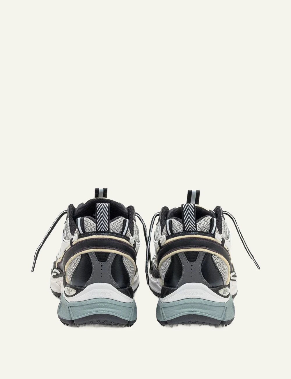 Off-White running sneaker grey black arrow detail back view