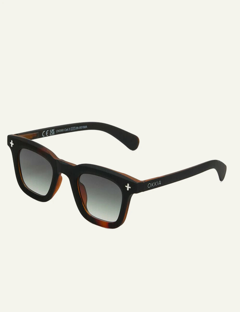 Okkia black havana sunglasses gradient lenses side
