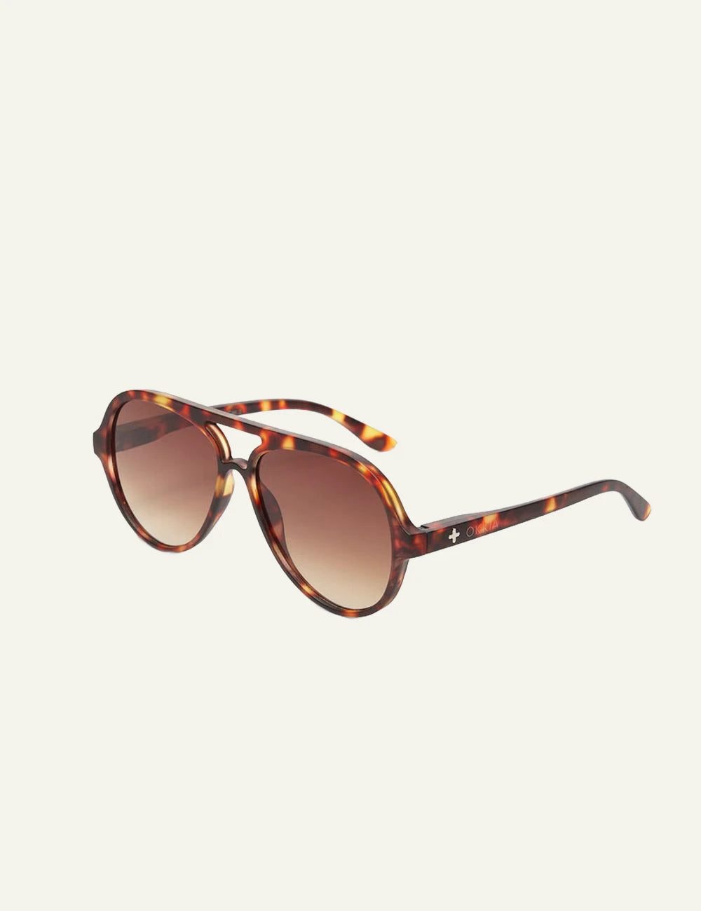 Okkia classic havana aviator sunglasses brown gradient side