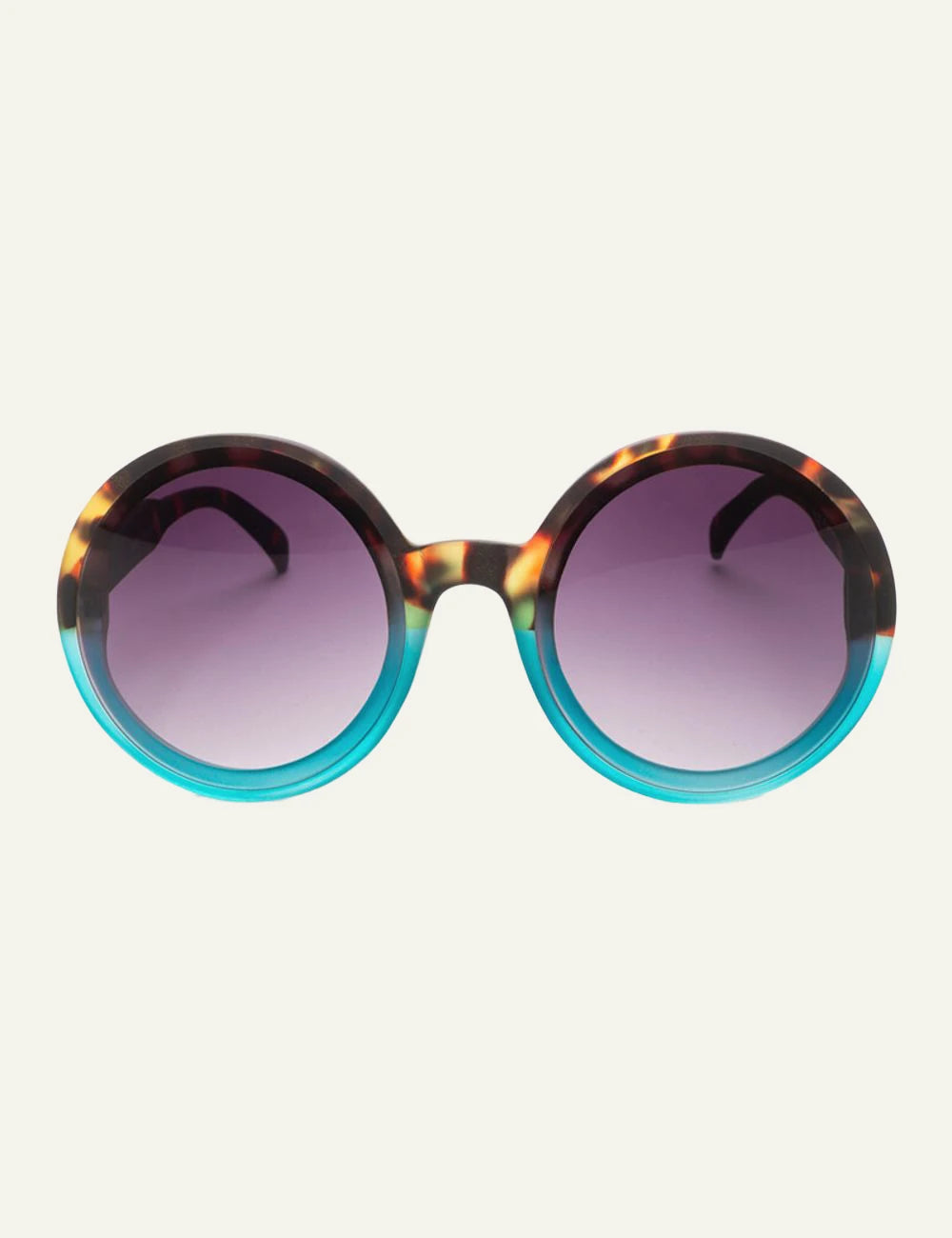 Okkia havana blue round oversized sunglasses black gradient front detail