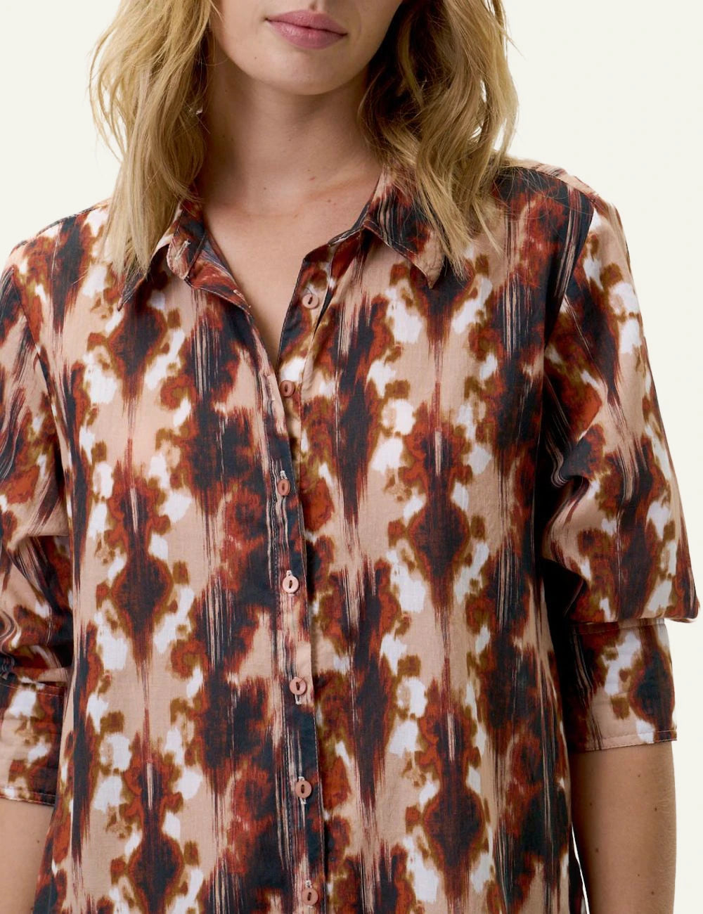 one season daisy maxi dress brown abstract front detail view